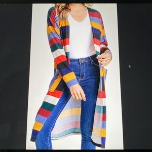 FIRST LOVE Multicolor Pinstriped Duster Size Small